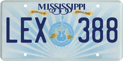 MS license plate LEX388