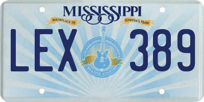 MS license plate LEX389