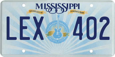 MS license plate LEX402