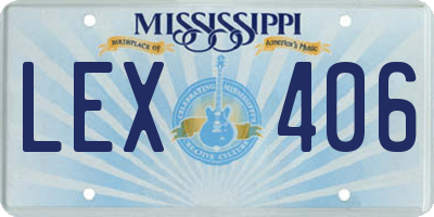 MS license plate LEX406