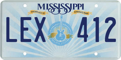 MS license plate LEX412