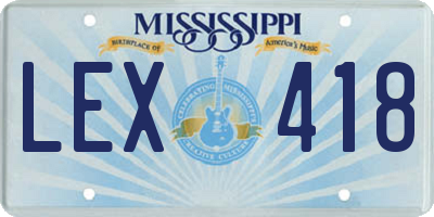 MS license plate LEX418