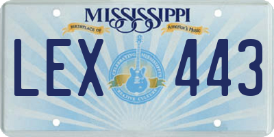 MS license plate LEX443