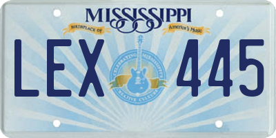 MS license plate LEX445