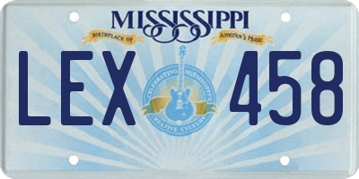 MS license plate LEX458