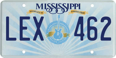 MS license plate LEX462