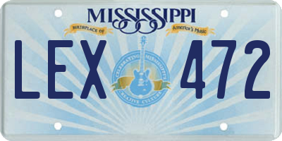 MS license plate LEX472
