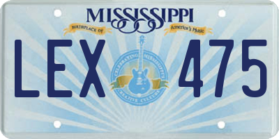 MS license plate LEX475