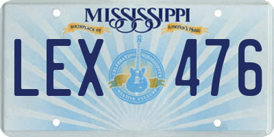 MS license plate LEX476
