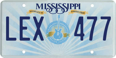 MS license plate LEX477