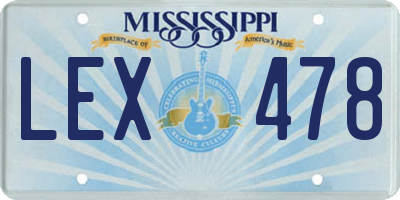 MS license plate LEX478