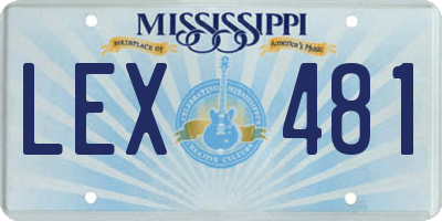 MS license plate LEX481