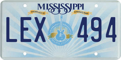 MS license plate LEX494