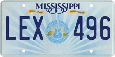 MS license plate LEX496