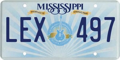MS license plate LEX497
