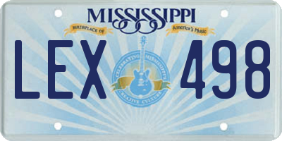MS license plate LEX498