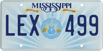 MS license plate LEX499