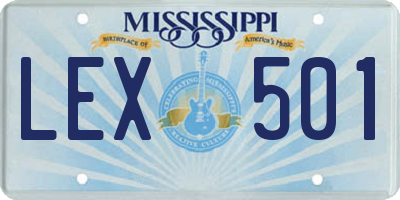 MS license plate LEX501