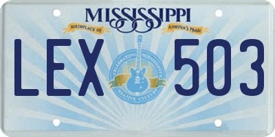 MS license plate LEX503