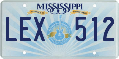 MS license plate LEX512