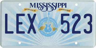 MS license plate LEX523