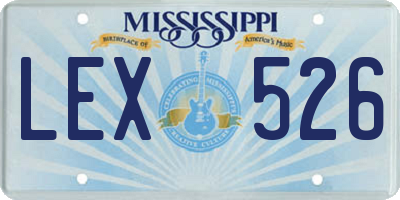 MS license plate LEX526