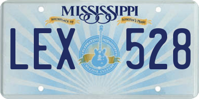MS license plate LEX528