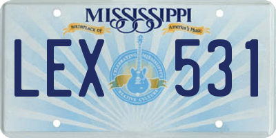 MS license plate LEX531