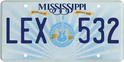 MS license plate LEX532