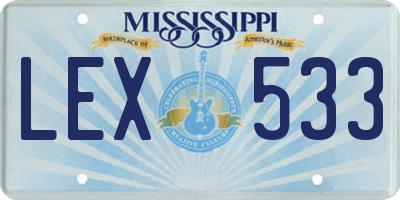 MS license plate LEX533