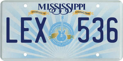 MS license plate LEX536