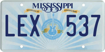 MS license plate LEX537