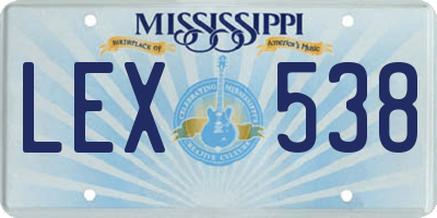 MS license plate LEX538