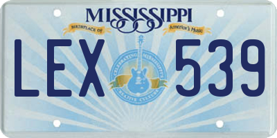 MS license plate LEX539