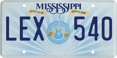 MS license plate LEX540