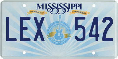MS license plate LEX542