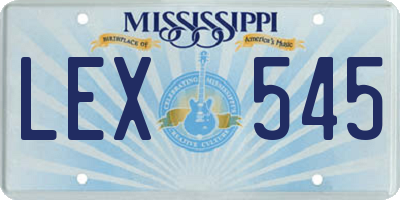 MS license plate LEX545