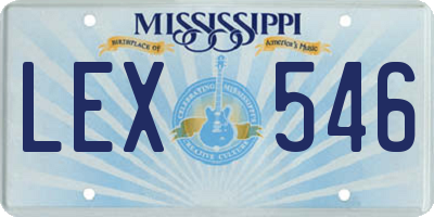MS license plate LEX546