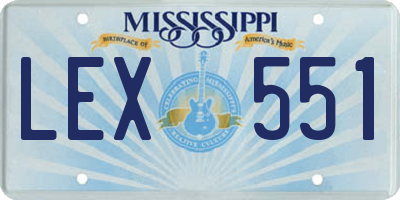 MS license plate LEX551