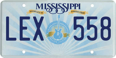MS license plate LEX558