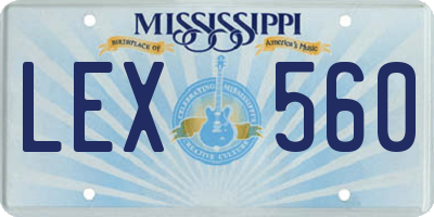 MS license plate LEX560