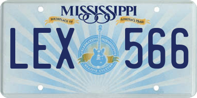 MS license plate LEX566