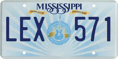 MS license plate LEX571