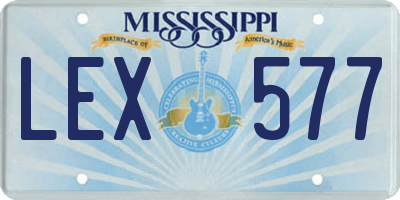 MS license plate LEX577