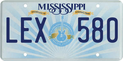 MS license plate LEX580