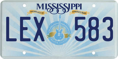 MS license plate LEX583