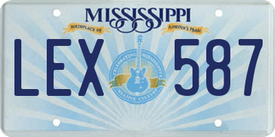 MS license plate LEX587
