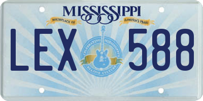 MS license plate LEX588