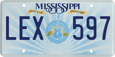 MS license plate LEX597