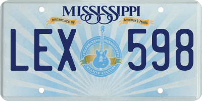 MS license plate LEX598